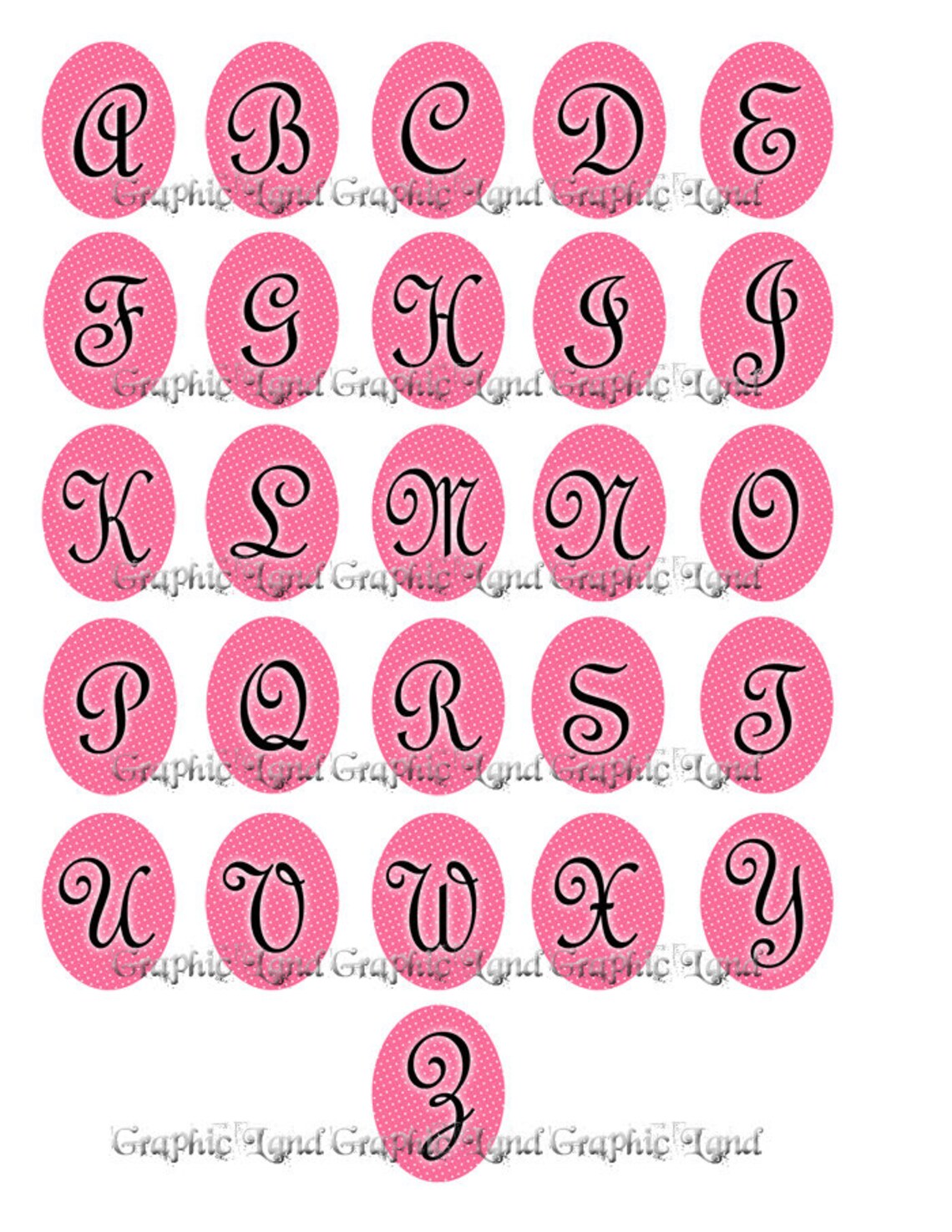 Polka Dots Alphabet Letters Printable Digital Collage Sheets Cameo Oval ...