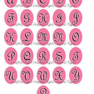 Polka dots alphabet letters printable Digital Collage Sheets Cameo Oval Jewelry Making Paper Supplies Instant Download 006BUY 3 GET 1 FREE image 2