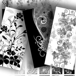 Digital collage sheet domino tile download art jewelry making paper supplies printable black white floral swirl (073) BUY 3 GET 1 FREE
