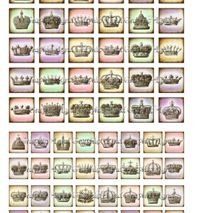 Victorian Crowns 1 Inch Square Digital Collage Sheet for - Etsy