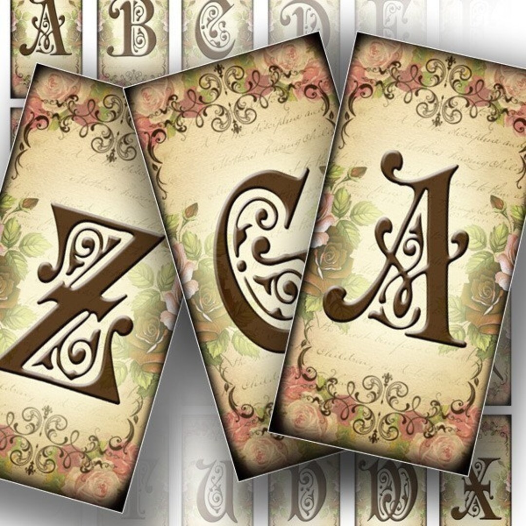 Digital Collage Sheet Download Art Domino Necklace Vintage Alphabet ...