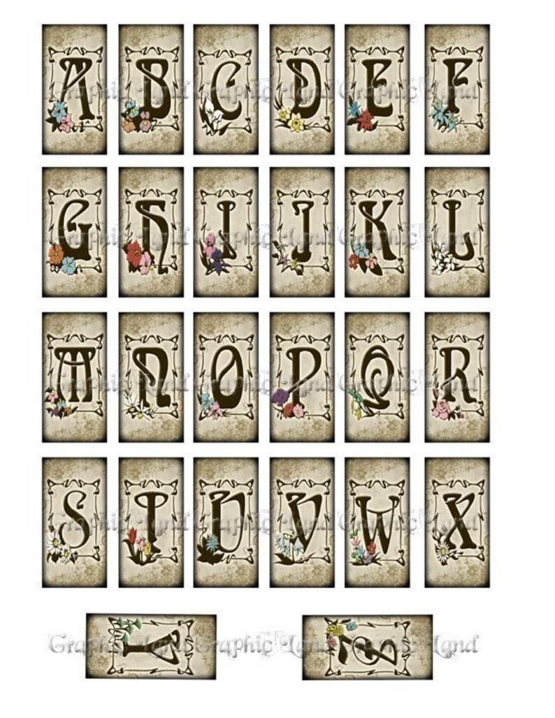 1x2 Inch Digital Collage Sheet for Domino Tiles Alphabet Letters Images ...