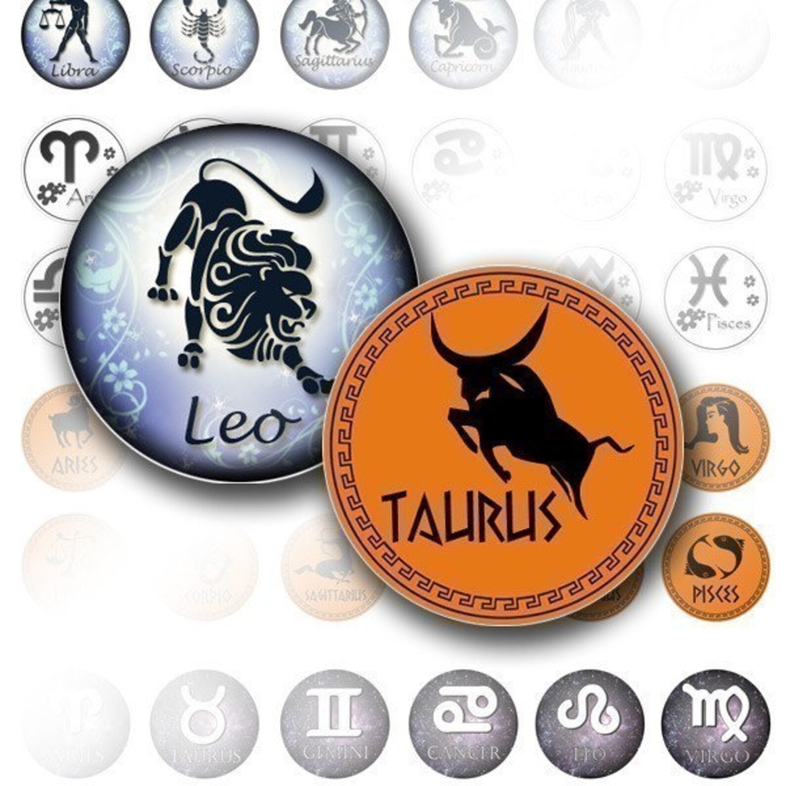 1 Inch Digital Bottle Cap Collage Sheet Zodiac Printable Graphics ...