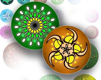 Bottle cap images 1 inch circles art digital collage sheet jewelry making paper supplies Spirograph abstract flowers (050) BUY 3 GET 1 FREE