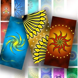 Fancy Spirograph digitale collage domino tegel pedant 1x2 inch rechthoeken ketting sieraden maken papierbenodigdheden downloadbestand (051) KOOP DRIE