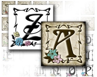 Digital collage sheet download art 1 in scrabble tile Vintage alphabet letter monogram necklace jewelry making paper (030) BUY 3 GET 1 FREE