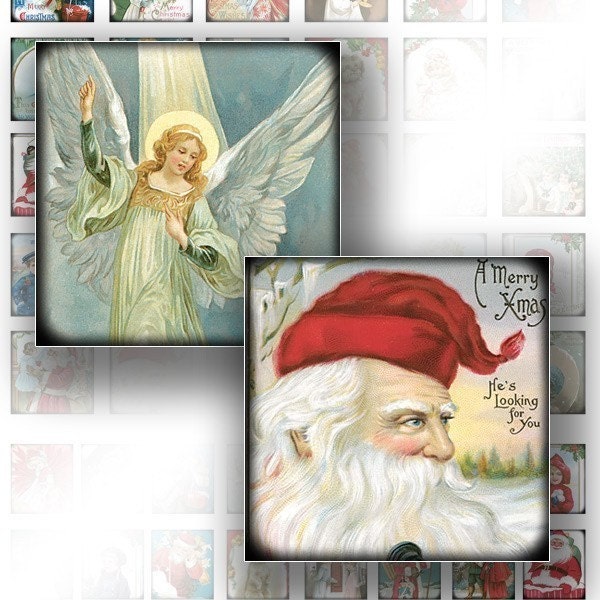 Victorian Christmas ephemera digital collage sheet scrabble tile 1x1 inch jewelry making paper supplies download file (097) BUY 3 GET 1 FREE