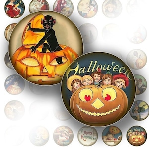 Halloween 1 inch circle digital art collage sheet for bottle cap images art Victorian jewelry making paper supplies (079) BUY 3 GET 1 FREE