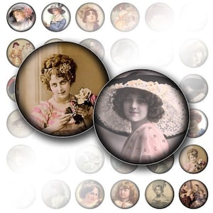 Bottle cap images digital collage sheet 1 inch circle Victorian woman Vintage download jewelry making supplies (019) BUY 3 GET 1 FREE