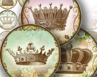 1.5 inch circle digital art downloads bottle cap images vintage paper jewelry making paper supplies Royal crowns (111) BUY 3 GET 1 FREE