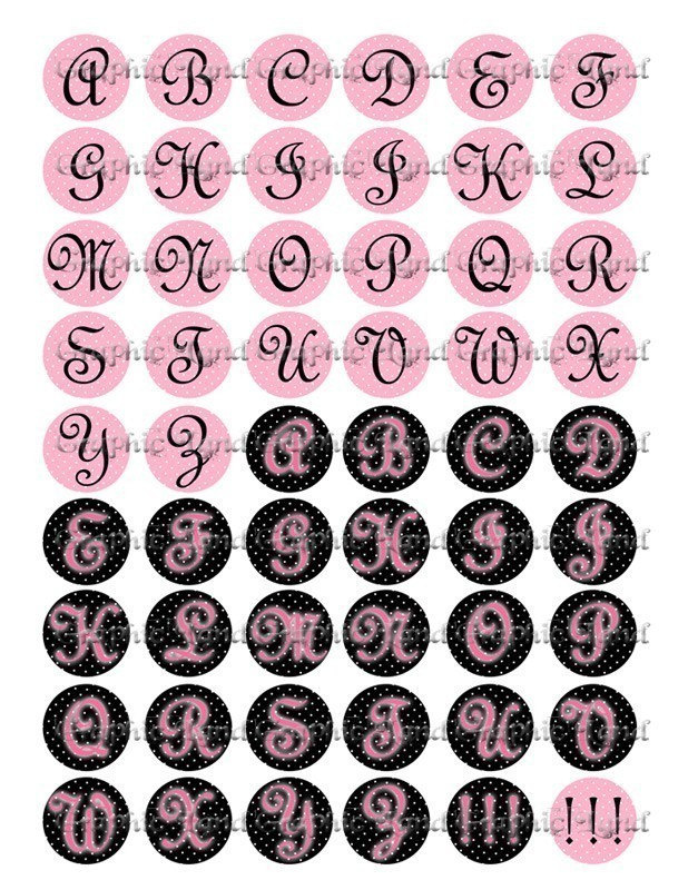 Alphabet Letters Digital Collage Sheets Bottle Cap Images 1 Inch Circle ...