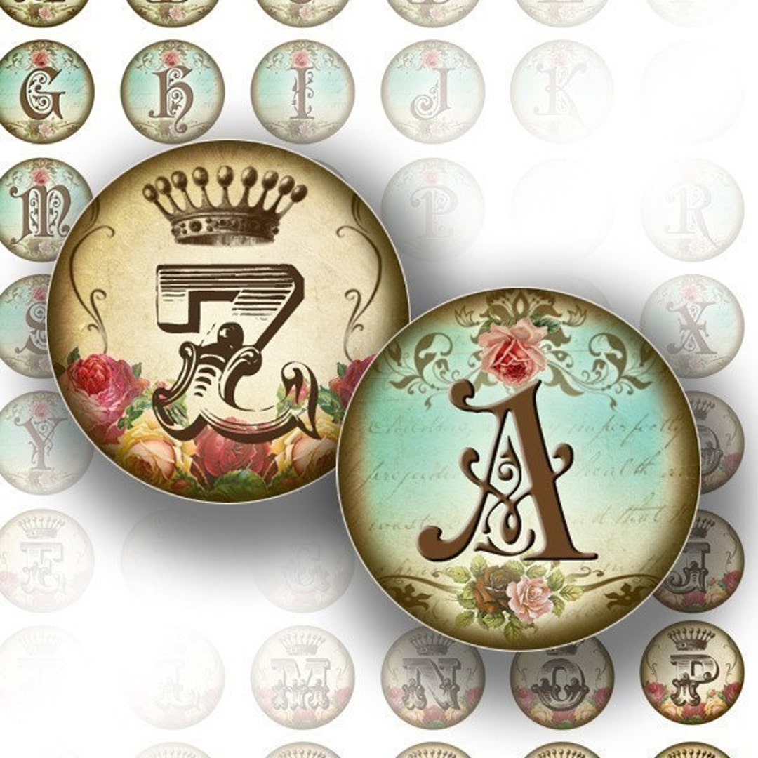 1 Inch Circles Digital Collage Sheet for Bottle Cap Art Images Alphabet ...