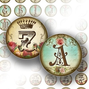 Círculos de 1 pulgada Hoja de collage digital para tapas de botellas Imágenes de arte Letras del alfabeto Suministros para hacer joyas Descargar papel (071)COMPRAR 3 OBTENER 1 GRATIS