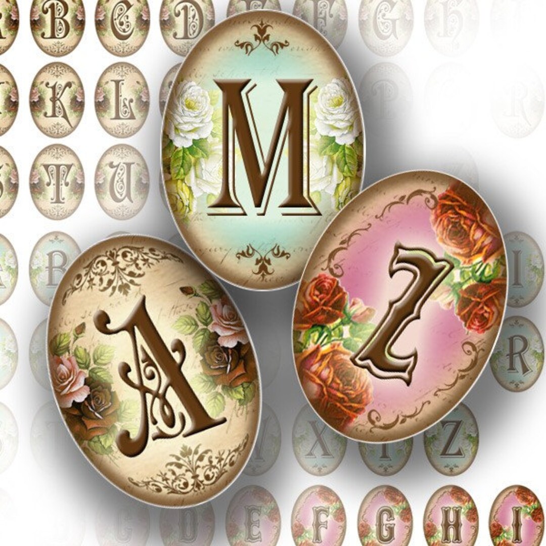 1 Inch Digital Art Cameo Digital Collage Alphabet Letters Jewelry ...