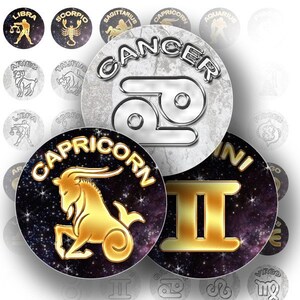 Dierenriem 1 inch cirkel digitale kunst collage blad fles doppen downloaden horoscoop afbeeldingen sieraden maken papierbenodigdheden (123) KOOP 3 GET 1 GRATIS