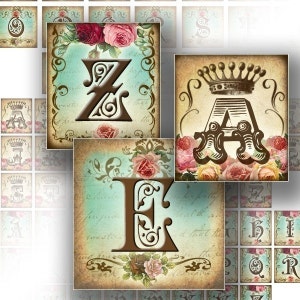 Digital collage sheet Alphabet letters for scrabble tiles 1 inch digital art paper downloads jewelry making supplies (070)BUY 3 GET 1 FREE image 1
