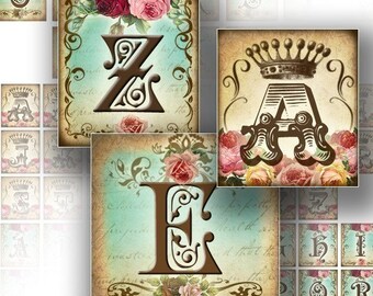 Digital collage sheet Alphabet letters for scrabble tiles 1 inch digital art paper downloads jewelry making supplies (070)BUY 3 GET 1 FREE