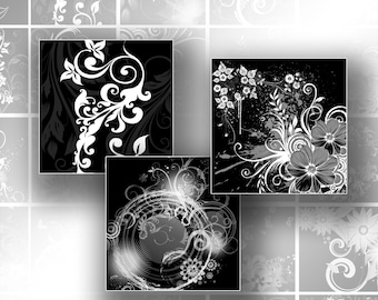 Digital collage sheet 1.5 inch square black and white tiles jewelry making paper supplies download (152) BUY 3 GET 1 FREE