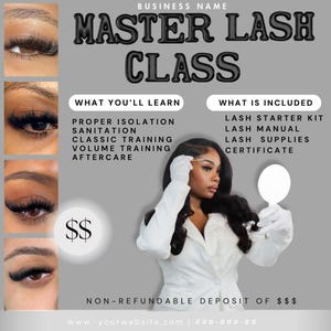 DIY Editable Master class flyer - hair ,lash tech , esthetician, nail tech appointments available flyer