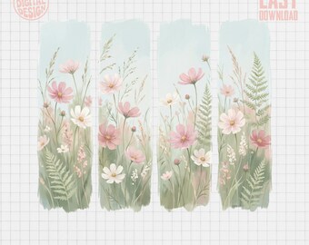 Cosmos rosa in formato PNG digitale, clipart di fiori selvatici, illustrazione floreale, fiori ad acquerello, arte botanica, arte stampabile, download digitale