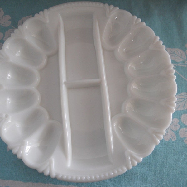 Milk Glass Egg Plate