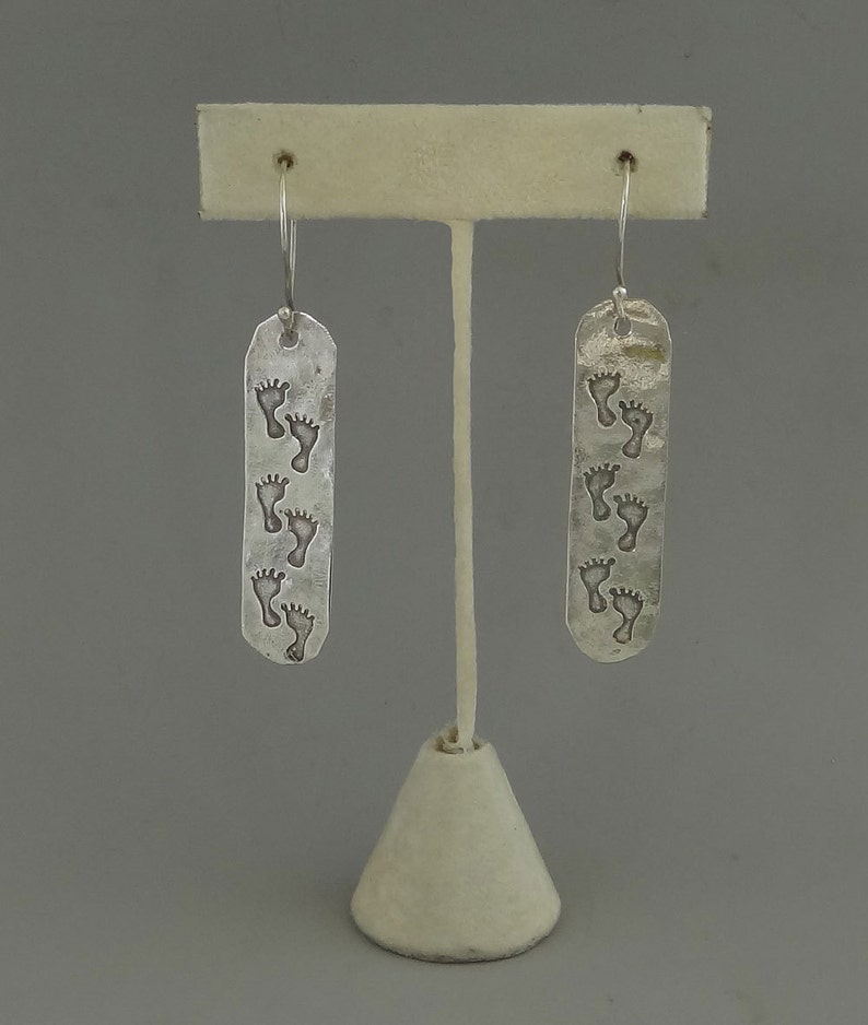 Footprints in the sand fine silver earrings Etsy