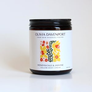Honeysuckle & Jasmine Tallow Lotion Cream | Floral Body Cream for Glowing Skin| Natural Moisturizer with Sweet, Romantic Scent for Daily Use
