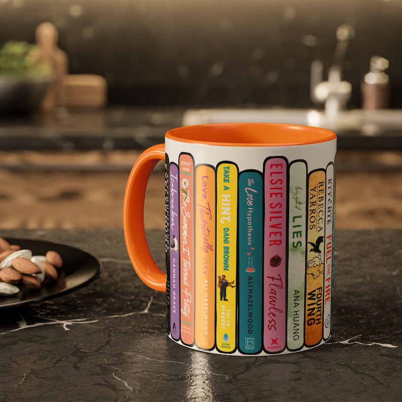 Custom Book Spine Book Stack Mug, Personalized Gift for Readers image 1