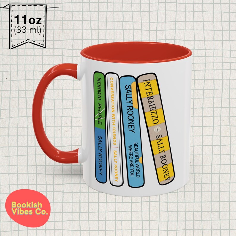 Taza con lomos de libro de Sally Rooney: un regalo para los amantes de los libros imagen 2