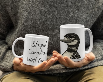 Stupid Canadian Wolf Bird Heated Rivalry Mug, Gift for readers and book club members, bookish gift