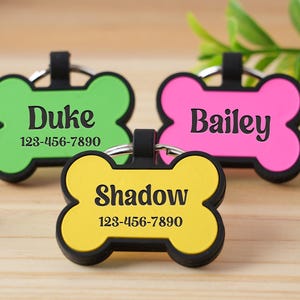 Personalized Dog ID Tags, Soundless Dog Tag for Dogs, Silicone Dog Tags, Dog Tag with Name & Phone, Silicone Dog Id Tag for Collar, Pet Tags