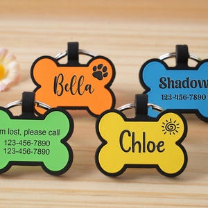 Soundless Dog Tag for Dogs, Personalized Dog ID Tags, Silicone Dog Tags, Dog Tag with Name & Phone, Silicone Dog Id Tag for Collar, Pet Tags