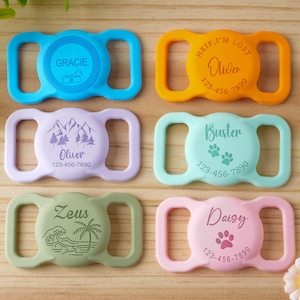 Silikon Hund Airtag Hülle graviert,Silent Dog Tag Schutzhülle,personalisierte Haustier Airtag Hülle,benutzerdefiniertes Aufschieben auf Haustier/Hund/Katzen-Halsbandhalter