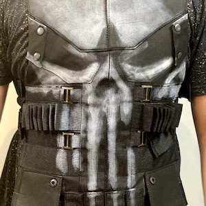 Punisher Skull Tactical Vest | Hand Painted Cosplay Armor | Airsoft Combat Vest | Halloween Costume | Comic Con Gear for Men | Unique Gift.
