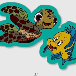 Sea Turtle and Tropical Fish Besties Sticker by Manda