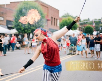 4x6" Postcard - Pittsboro Flame Dancer 4th of July - 35mm Film Photo - North Carolina - Independence Day - Small Town USA