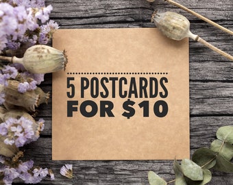 5 postcards for 10 dollars + FREE SHIPPING