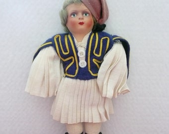 Vintage 12" Handmade Greek Male Doll, Possible Magis Roma