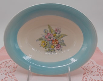 Triumph American Limoges "Norway Blue" Ceramic Floral Vegetable Dish