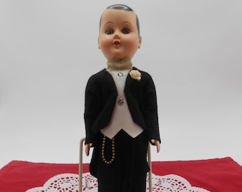 Large Vintage Plastic Sleepy Eyed Groom Doll