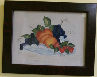 Framed Summer Fruits Theorem Painting on Velvet