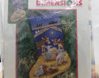 Dimensions #9104 "Sweet Nativity Stocking" Needlepoint Kit, Baby Jesus and Creche Animals Needlepoint Stocking Kit - READ DESCRIPTION