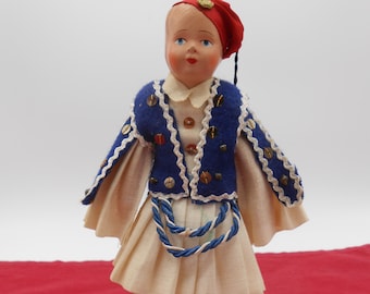 Vintage 8 inch Handmade Greek Costume Doll, Souvenir of Greece, Vintage Greek Male Doll