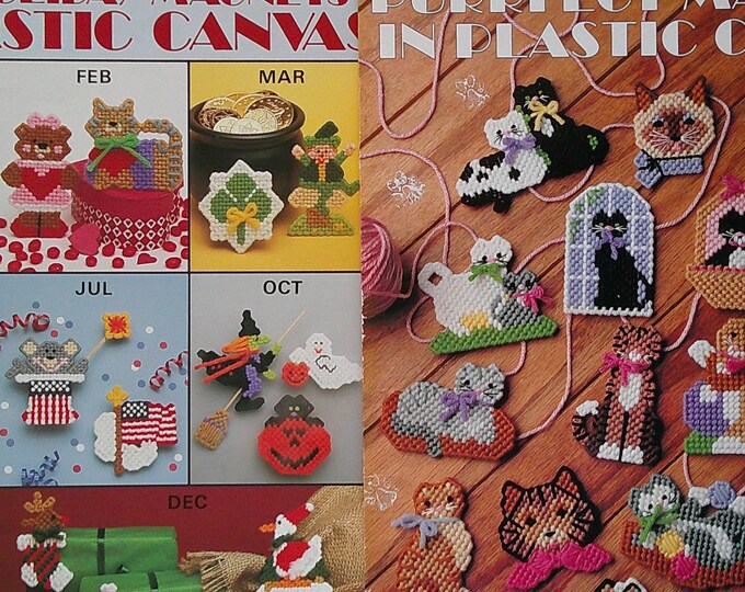 TWO Leisure Arts Plastic Canvas Magnet Brochures, #1138 More Holiday ...