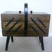 Large Vintage Accordian Wood Sewing Chest