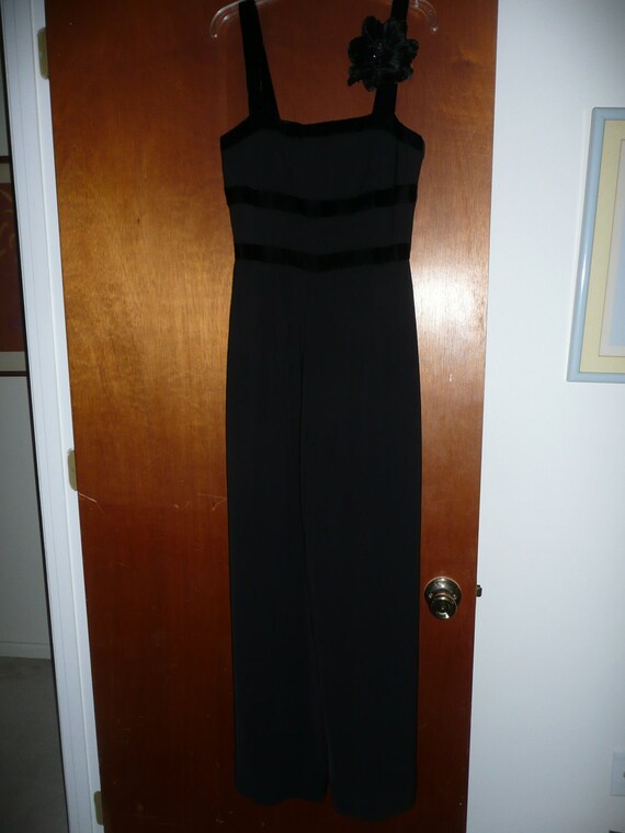 Ladies Black Crepe Jumpsuit Palazzo Pants with Ve… - image 3