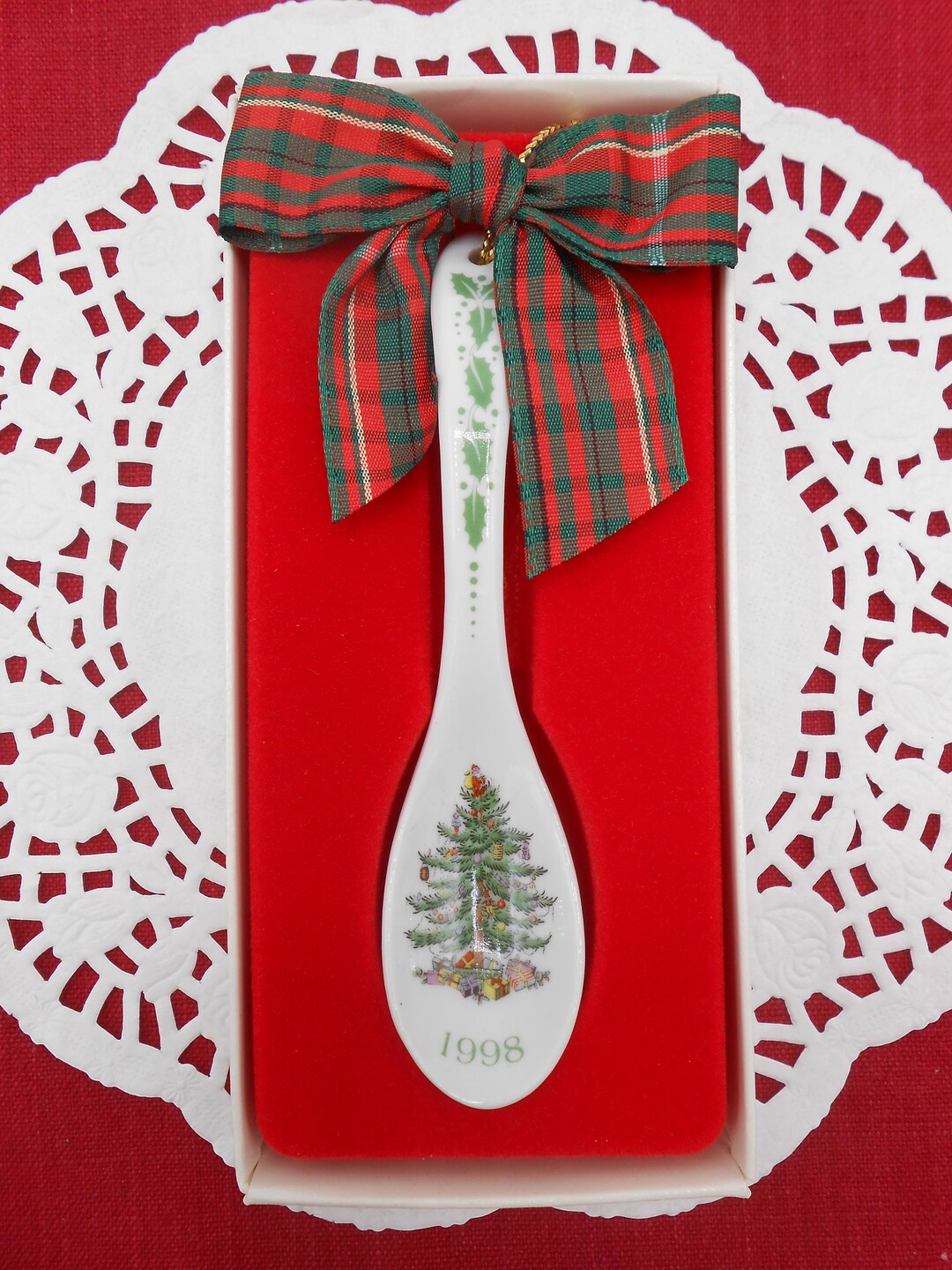 Spode 1998 Christmas Tree Spoon Ornament, Spode Tree Ornament, Spode