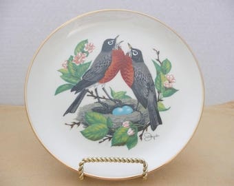 CLEARANCE - Gunther Granget Four Seasons "Voices of Spring" China Plate, Robin Red Breast China Plate by Royal Cornwall, Nature Lover Gift