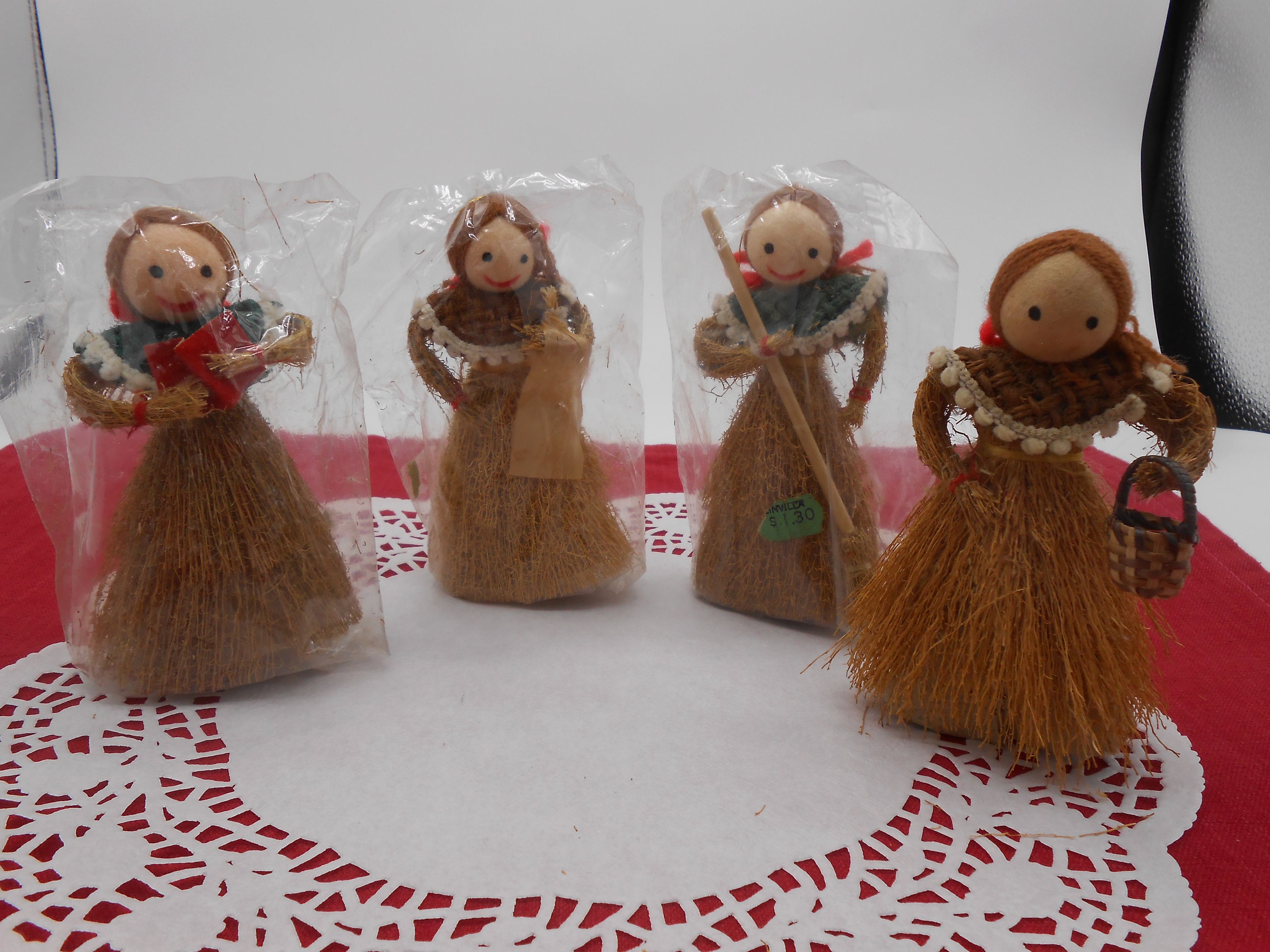 Set of THREE Hime Daruma Roly Poly Japanese Dolls, Japanese Good