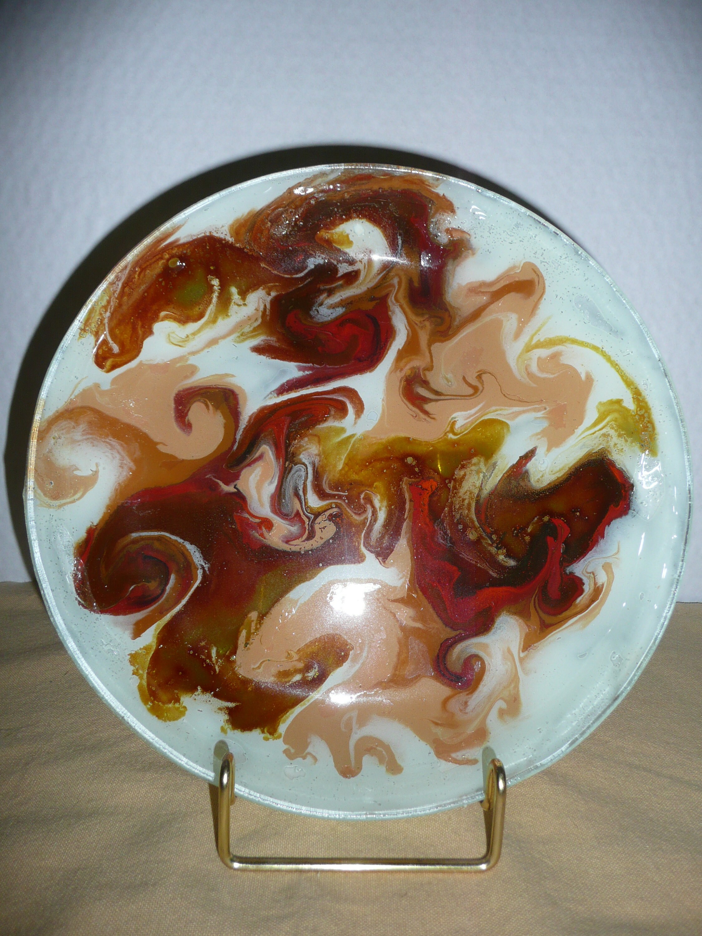 Mid Century Modern Abstract Glass Plate Abstract Art Glass Plate Art